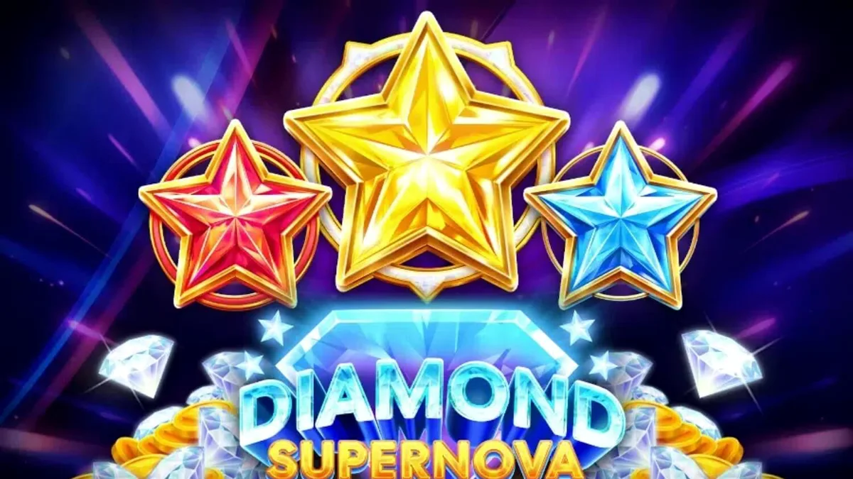 Interface visual do slot Diamond Supernova 5 Lines com tema espacial