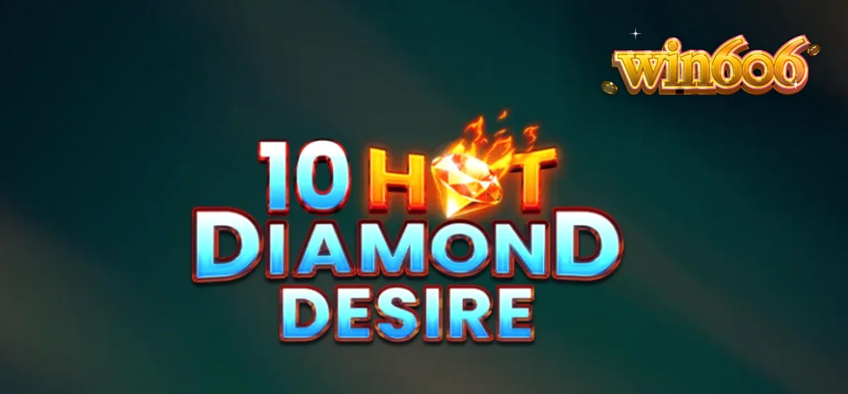 Interface vibrante e neon do jogo 10 Hot Diamond Desire com símbolos de frutas e diamantes.